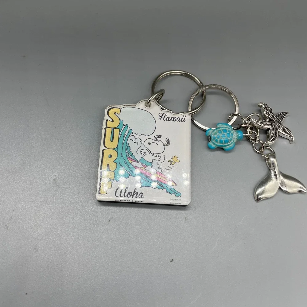 Peanuts Snoopy Hawaii Surf Aloha Keychain Turtle Starfish Whale Tail Charms 2016